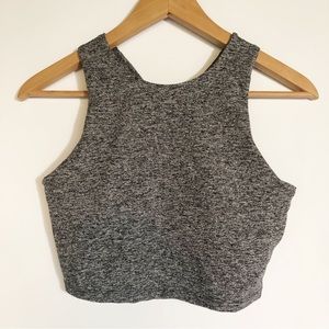 Kyodan Longline High Neck Sports Bra Heather Gray Womens Size S Yoga Activewear